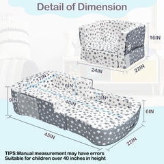 ANGELBECKE Toddler Travel Bed chair conversion showcases compact seating option on the go.