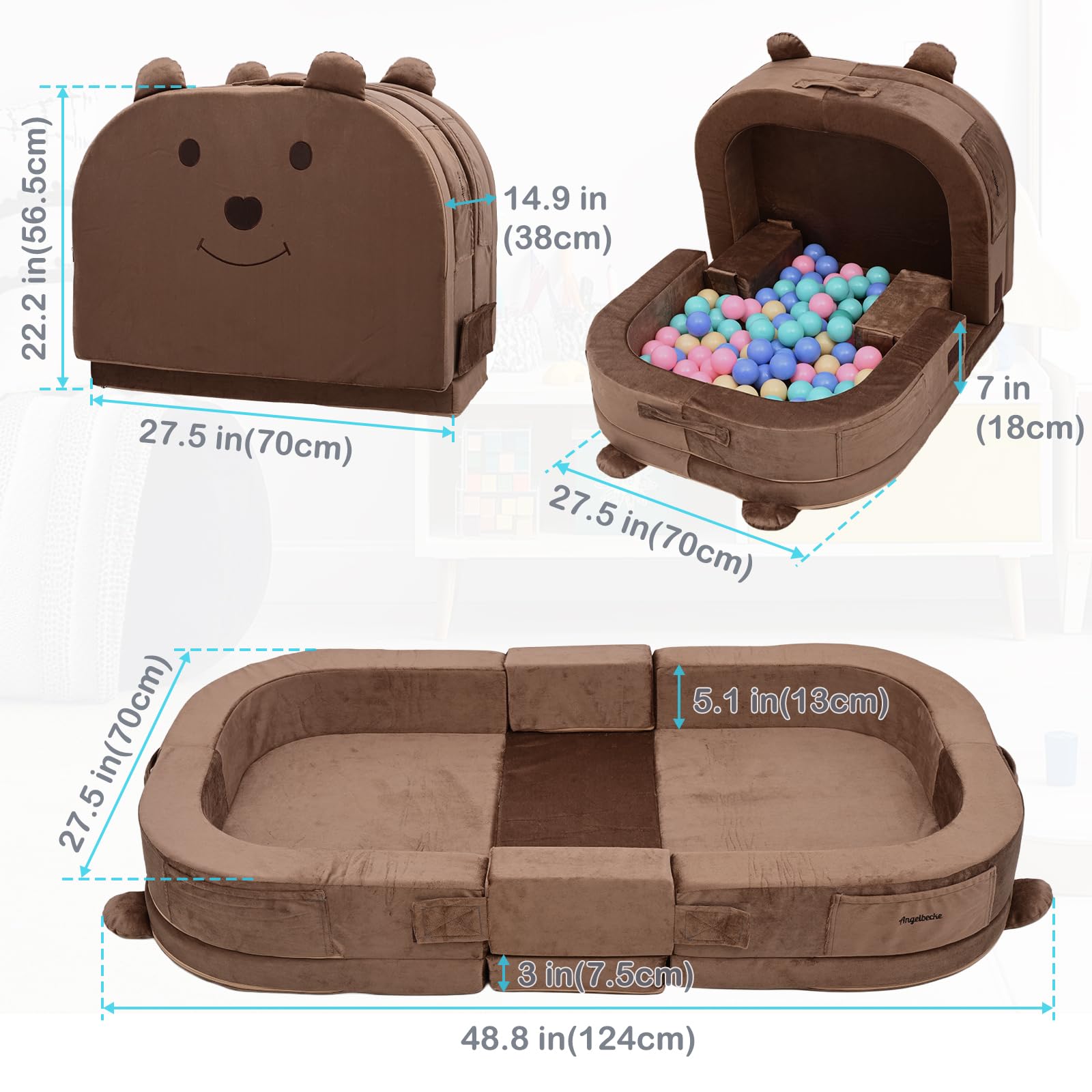 ANGELBECKE foldable travel bed with carry handles for easy transport.