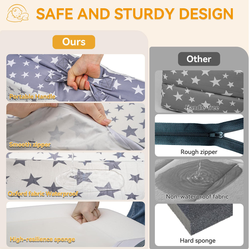 ANGELBECKE Toddler Travel Bed non-slip surface keeps little one secure.