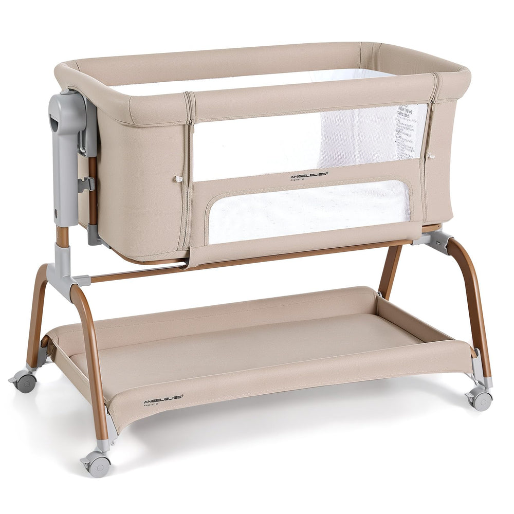 ANGELBLISS 3-in-1 bassinet standalone mode with memory foam mattress for newborn comfort.
