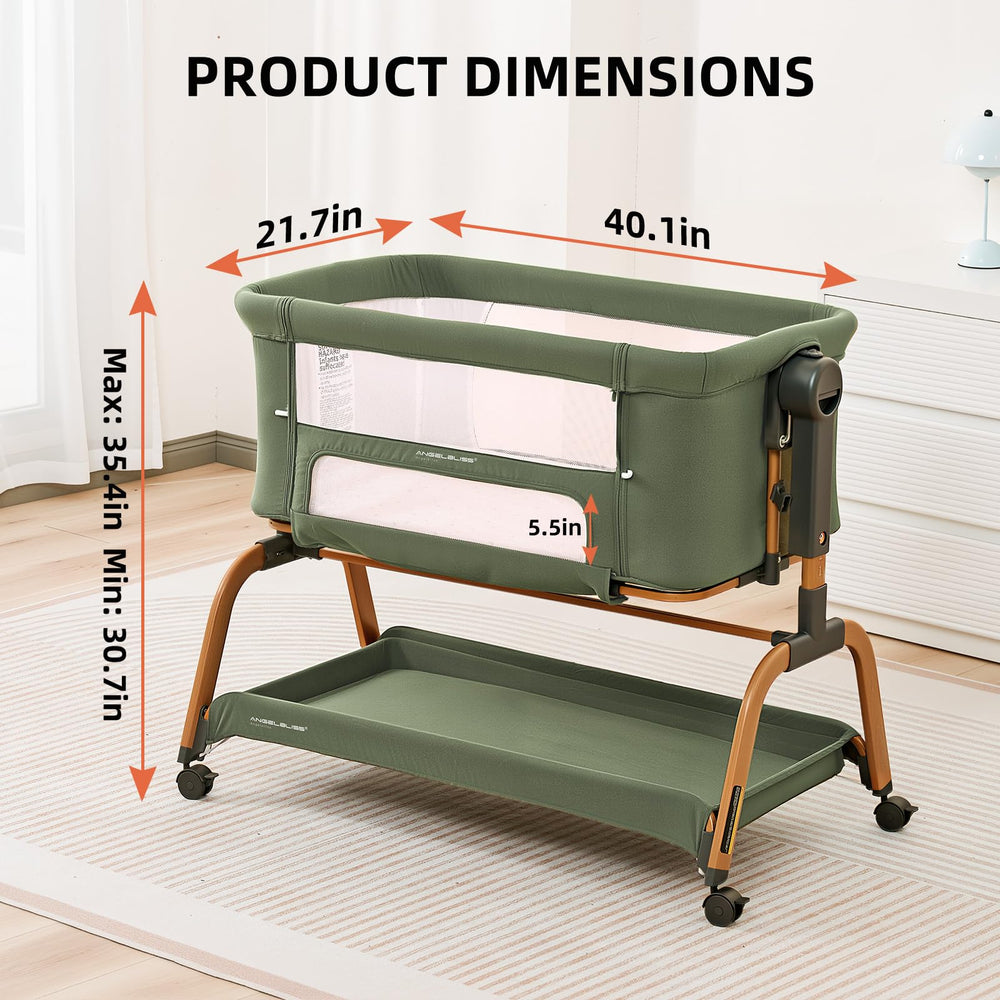 ANGELBLISS bedside attachment with 6-height adjustment for near-bed convenience.