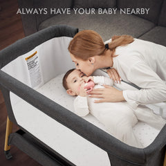 ANGELBLISS 3 in 1 bassinet mesh panels provide breathable airflow for baby comfort.