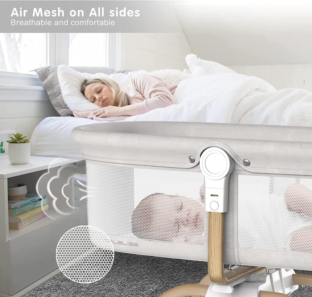 ANGELBLISS mesh sides promote ventilation for breathable naps.