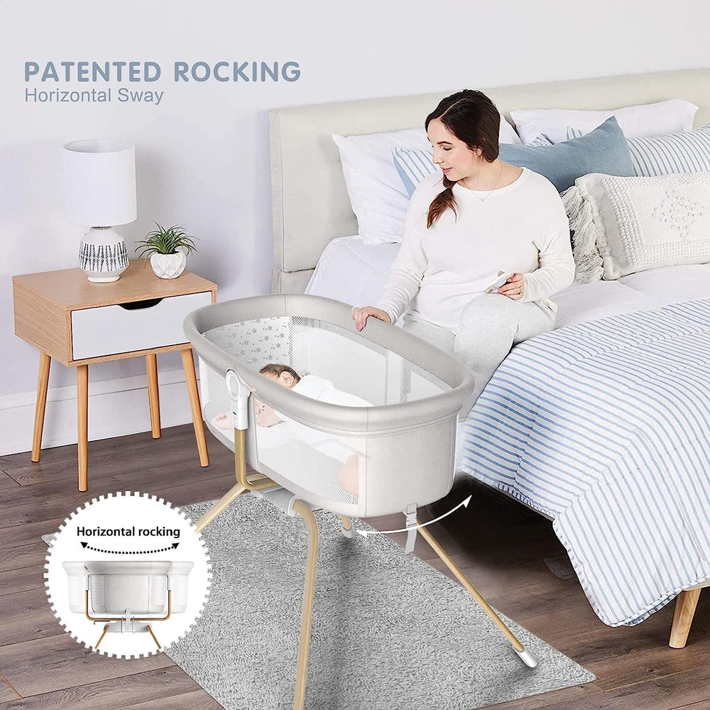 ANGELBLISS bassinet rocking mode supports gentle soothing without tilting.
