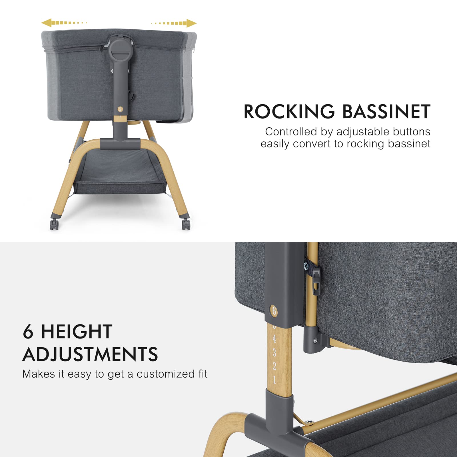 ANGELBLISS 3 in 1 bassinet triangular frame delivers stable security.