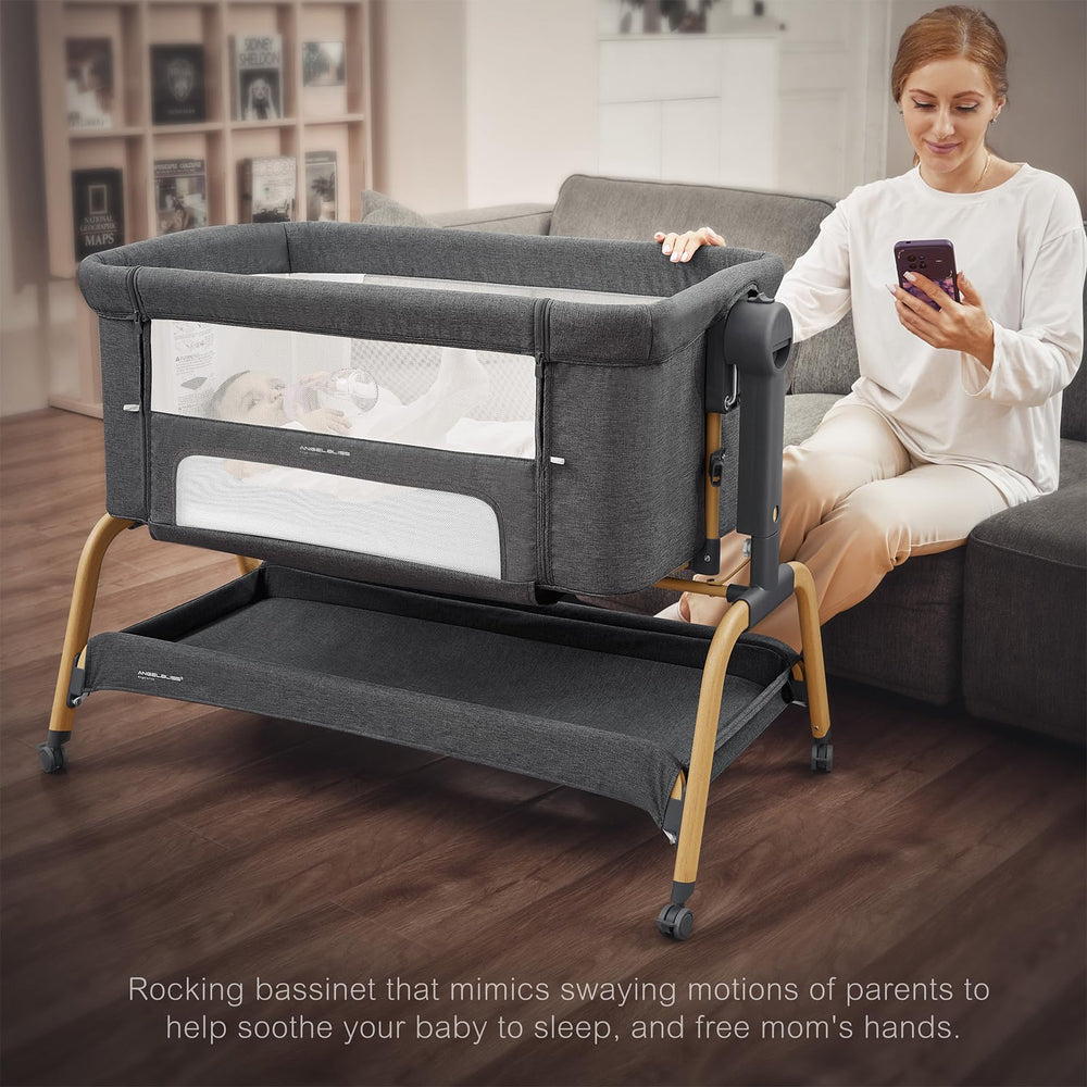 ANGELBLISS 3 in 1 bassinet with under-storage keeps essentials within reach.