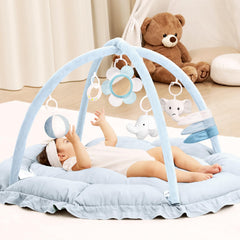 ANGELBLISS 5-in-1 play gym setup showing versatile play options for early exploration and rolling practice.
