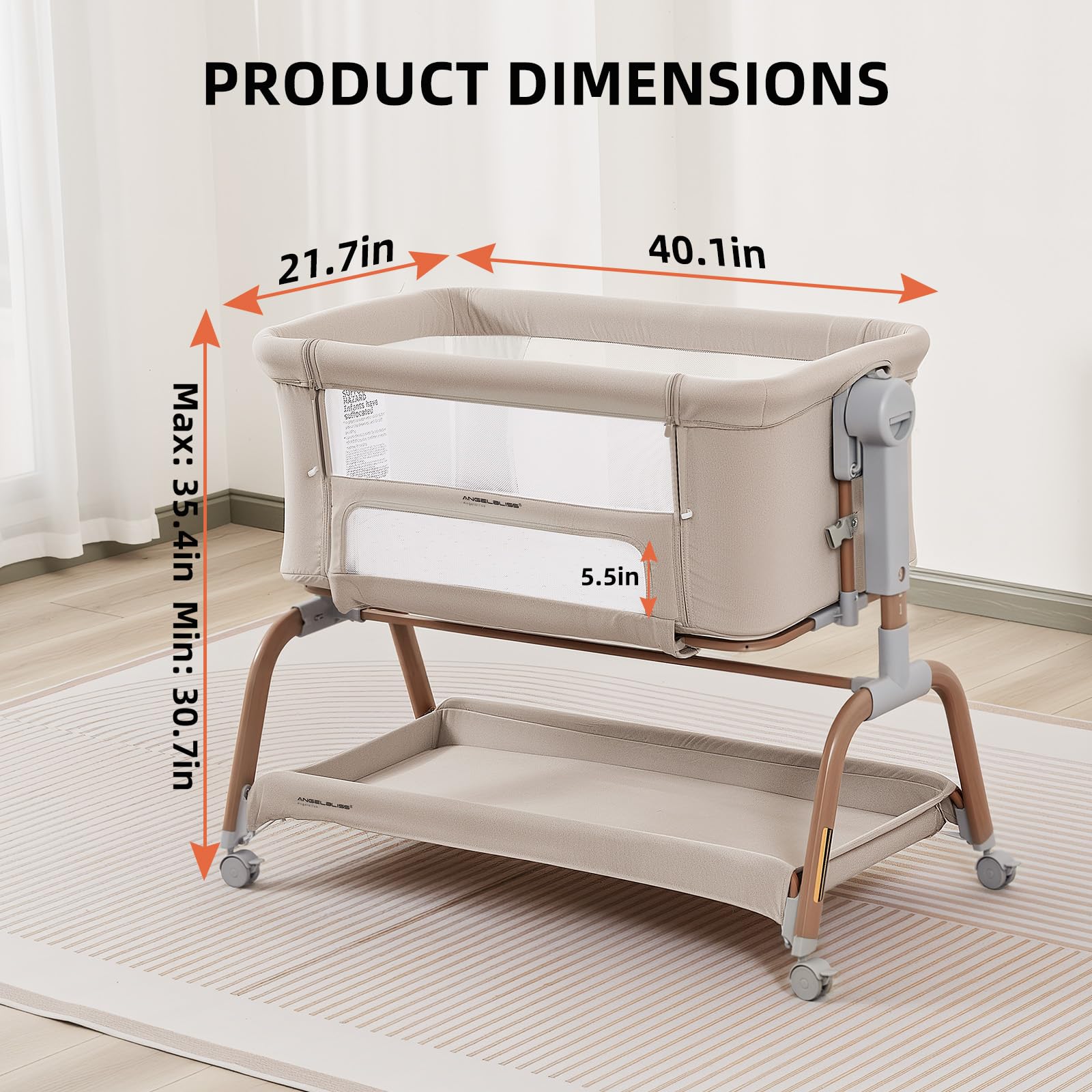 ANGELBLISS six-height adjustable base aligns with bed heights for effortless reach.
