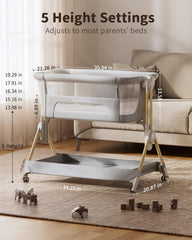 ANGELBLISS Baby Bassinet with full mesh sides for airflow and visibility.
