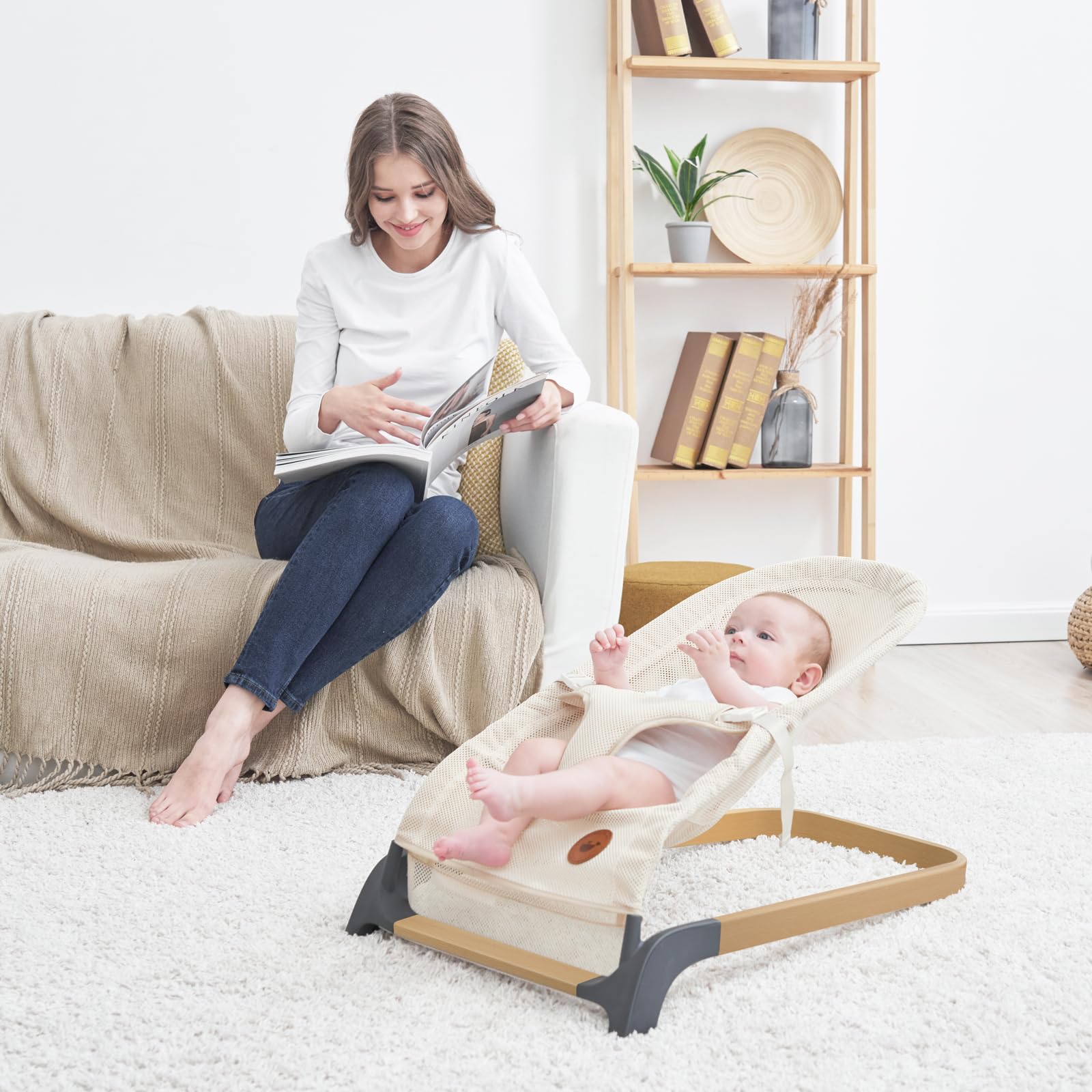 ANGELBLISS bouncer cleaning – quick-release cover is machine washable.