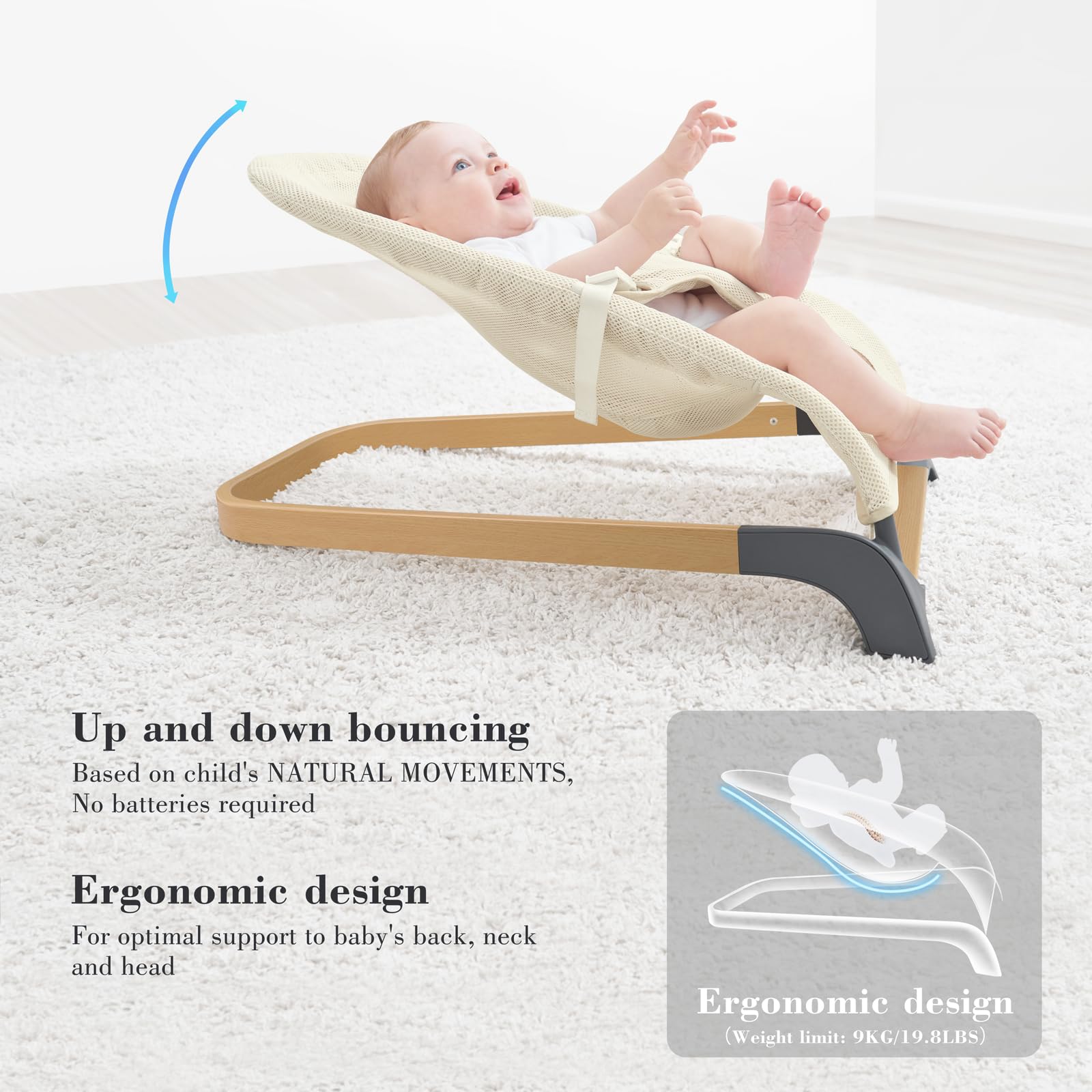 ANGELBLISS bouncer mesh fabric – breathable seating for baby comfort.