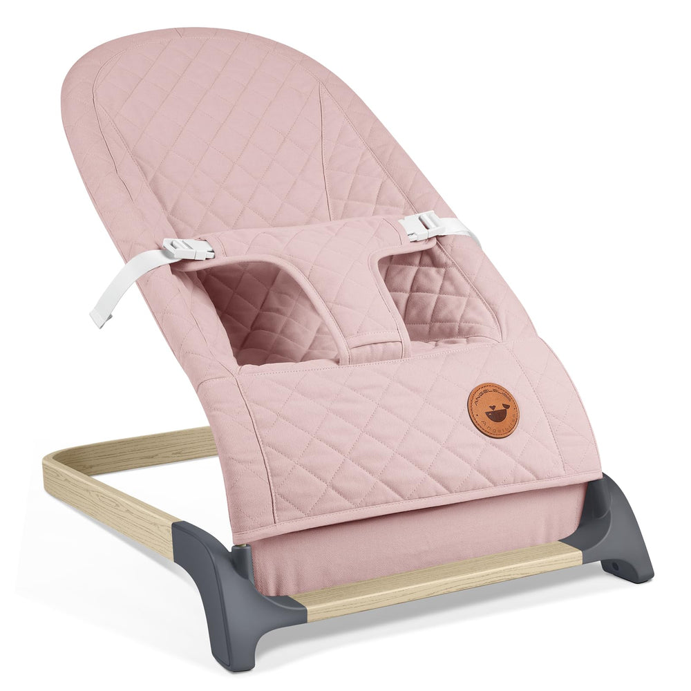ANGELBLISS Baby Bouncer pink front view for on-the-go soothing and play