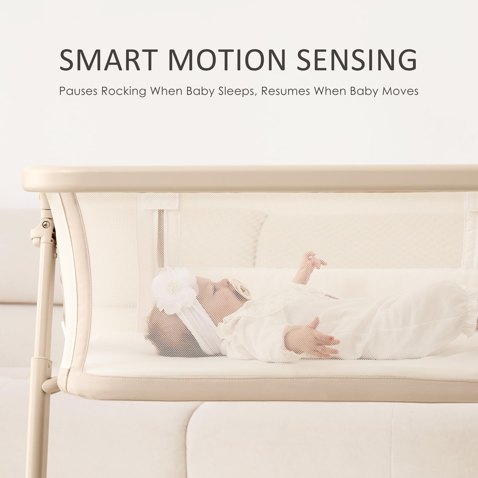 Angelbliss mattress provides a soft, secure resting surface for infant comfort.