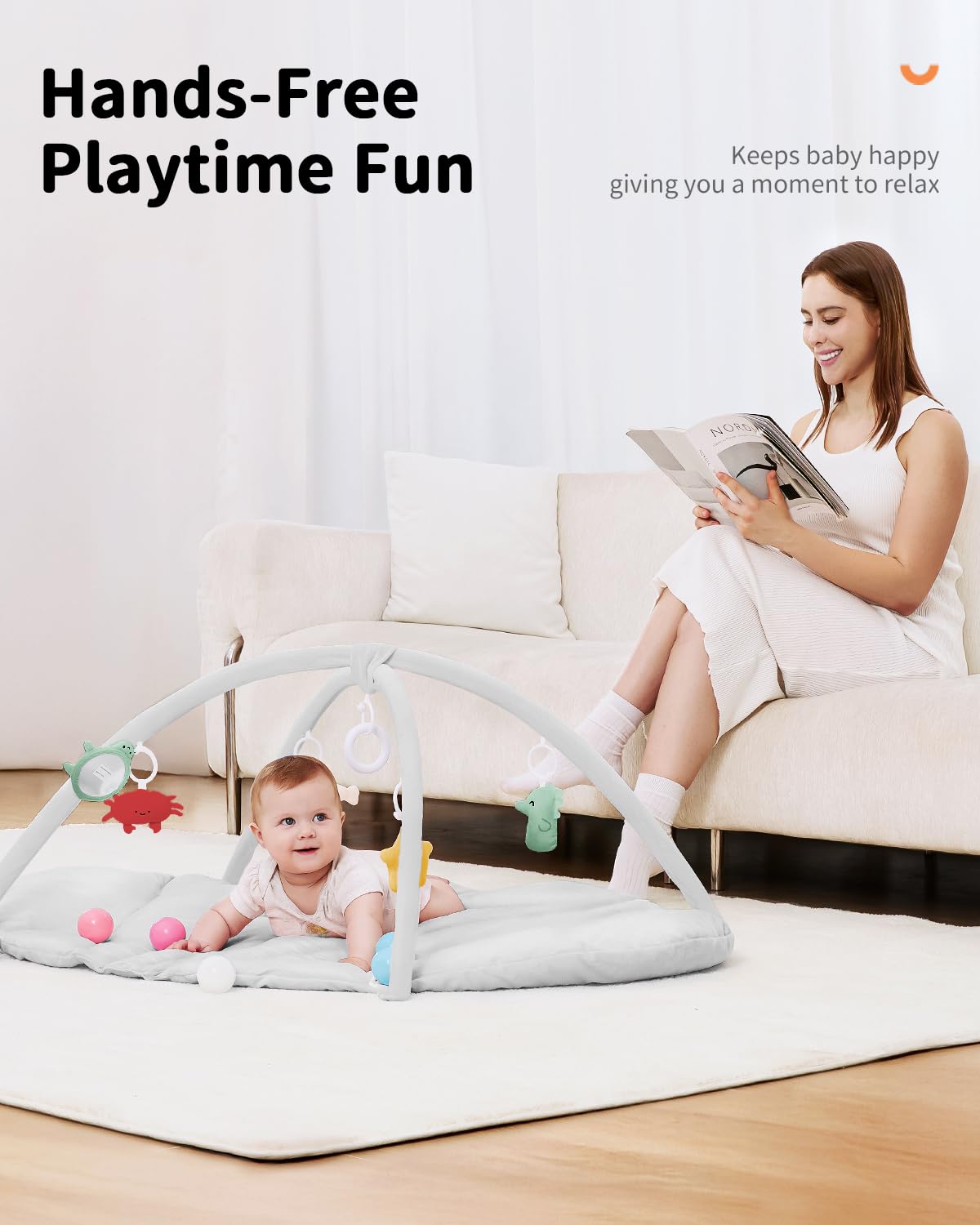 ANGELBLISS Baby Play Gym Mat machine-washable design simplifies cleanup after exploration