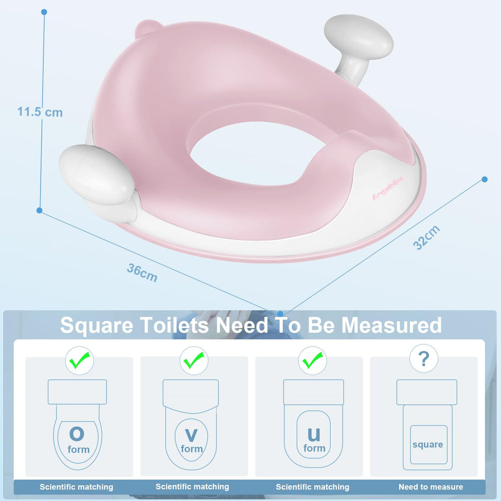 ANGELBLISS baby seat pink fits most standard toilets for quick setup.