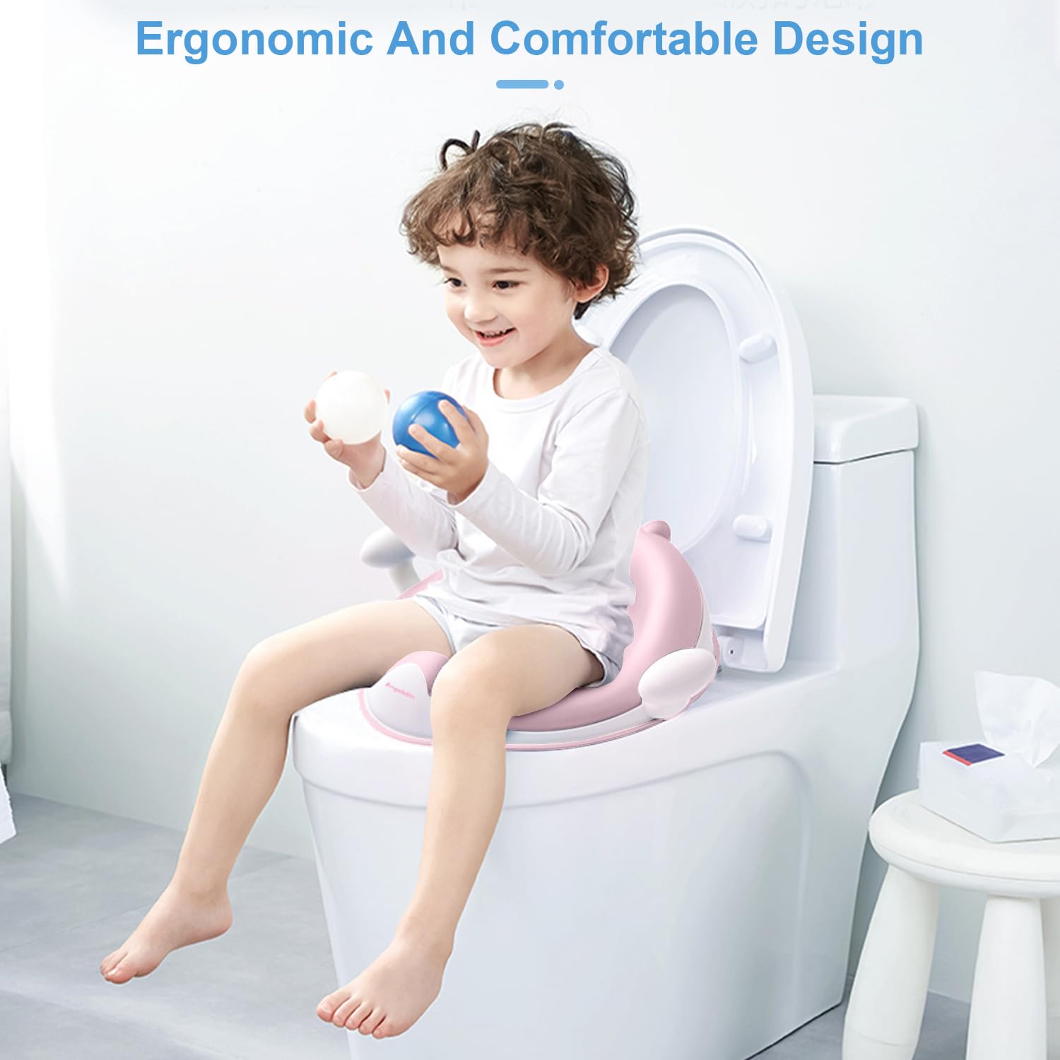 ANGELBLISS pink cushioned handles close-up emphasizes comfy grip during learning.