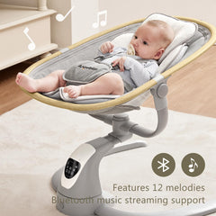 Angelbliss baby swing with Bluetooth lullabies for soothing sounds.