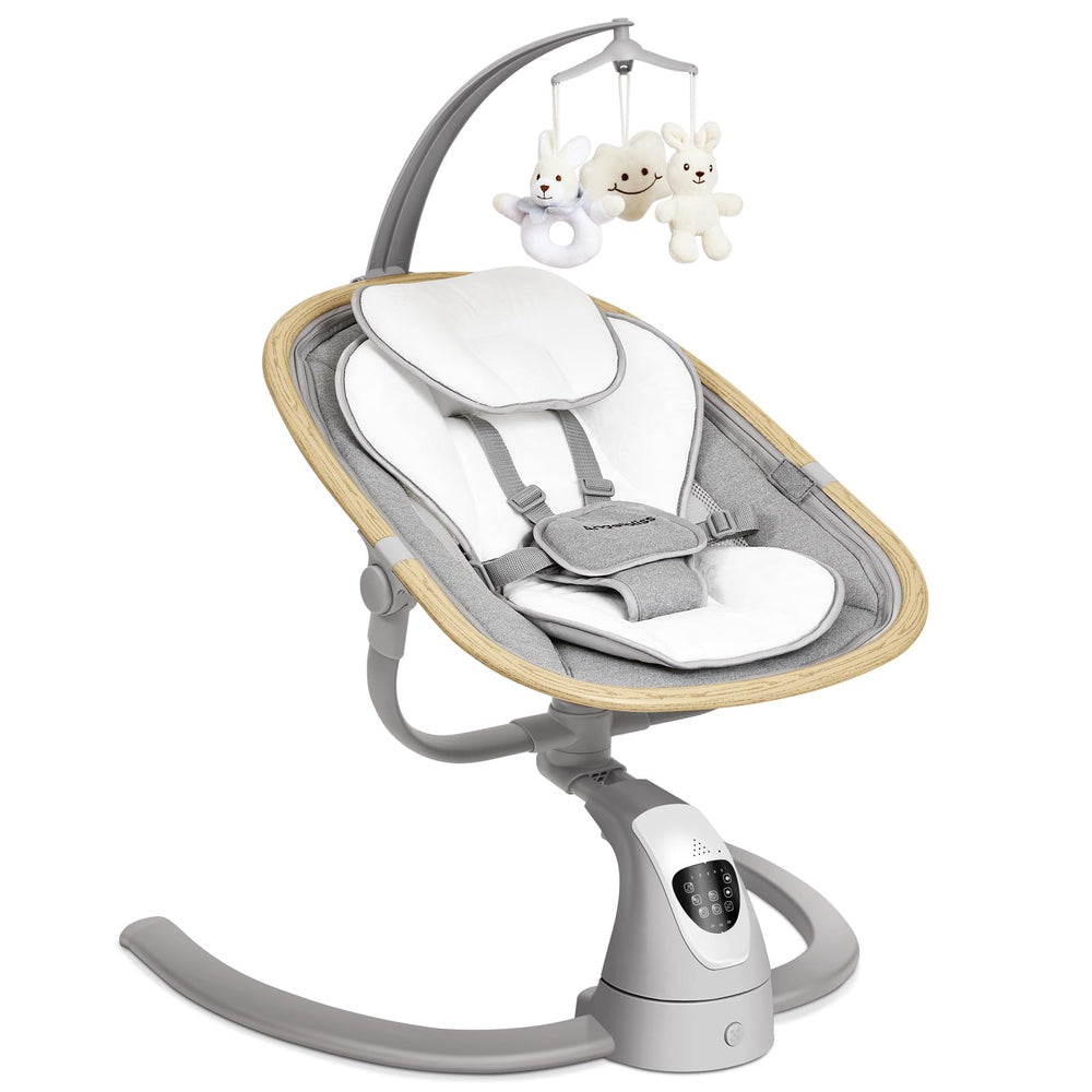 Angelbliss baby swing with cry detection for automatic soothing.