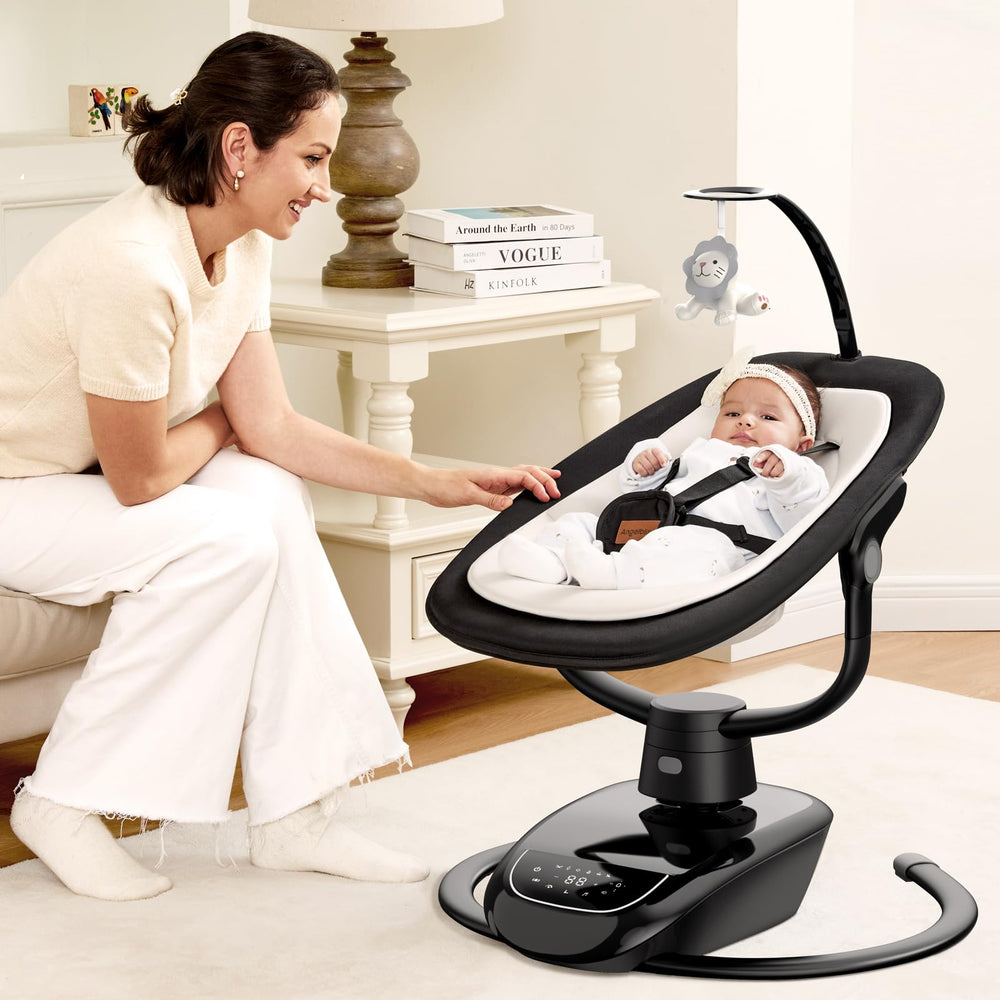 Angelbliss baby swing ergonomic seat with washable padding for newborn comfort.