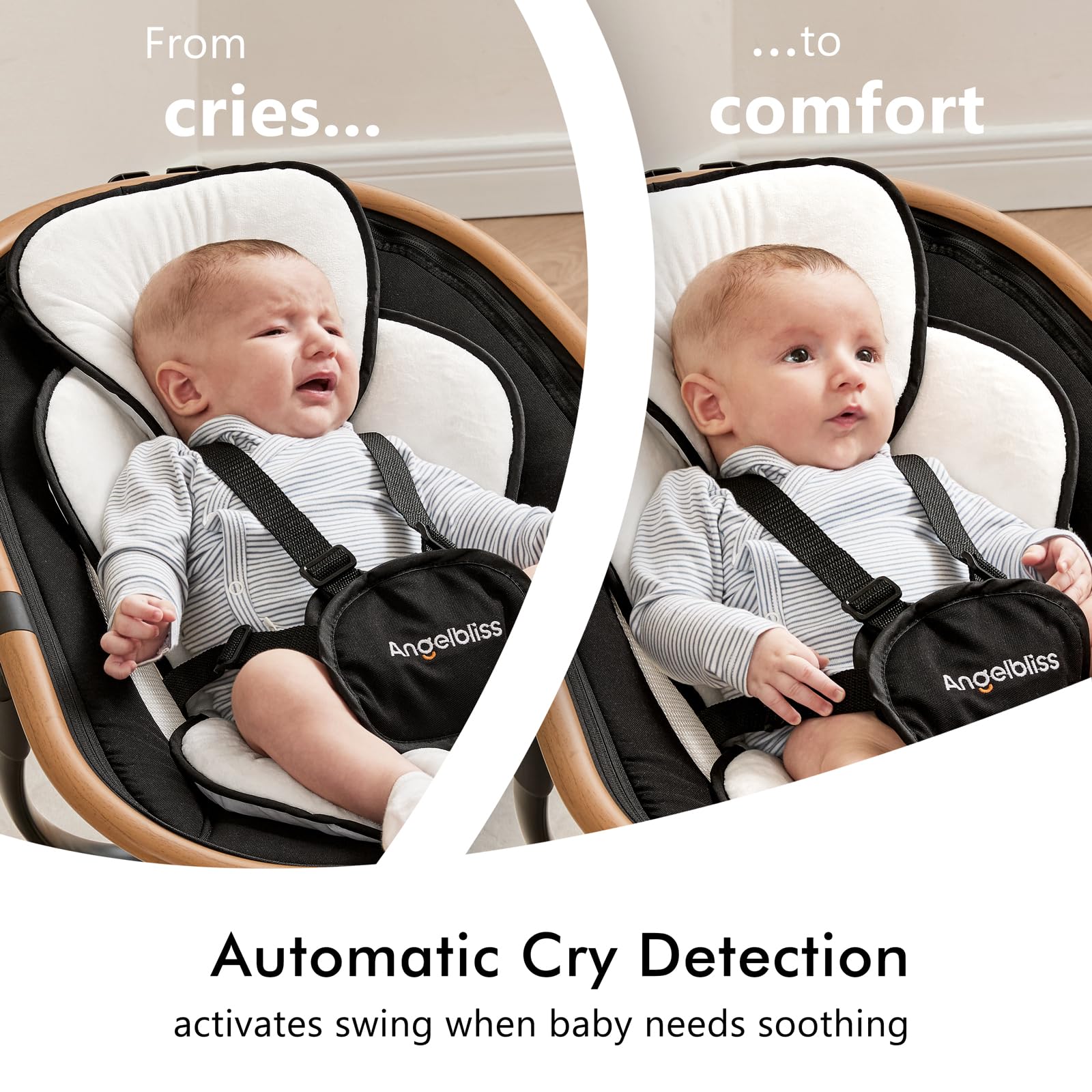 Angelbliss baby swing with side-to-side motion for gentle, comforting sway
