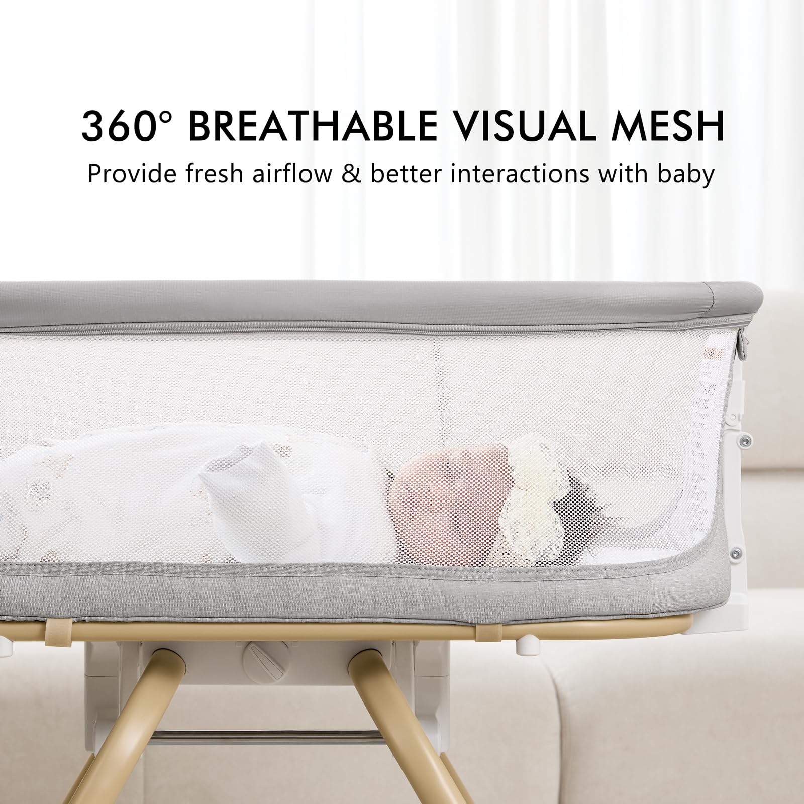 ANGELBLISS allaround-mesh offers ventilation and visibility for baby comfort.