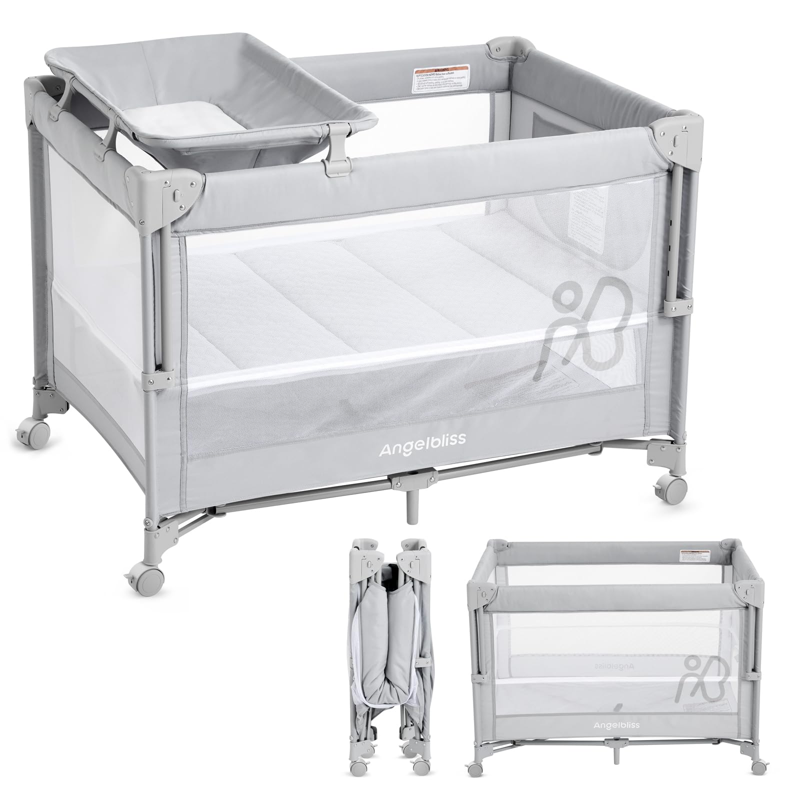 Angelbliss bassinet bedside crib setup showing near-bed sleep convenience