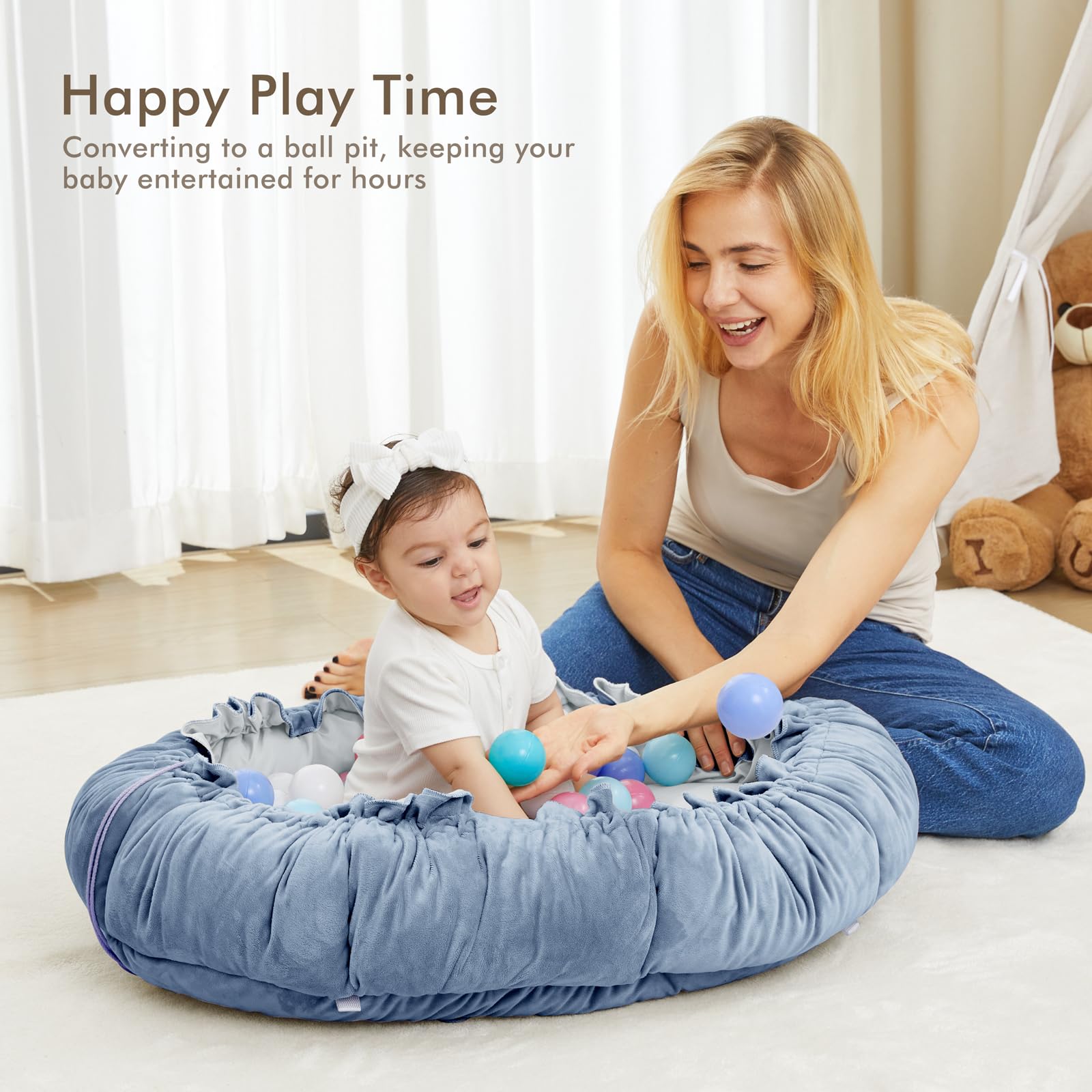 ANGELBLISS detachable colorful toys boost visual and tactile discovery.