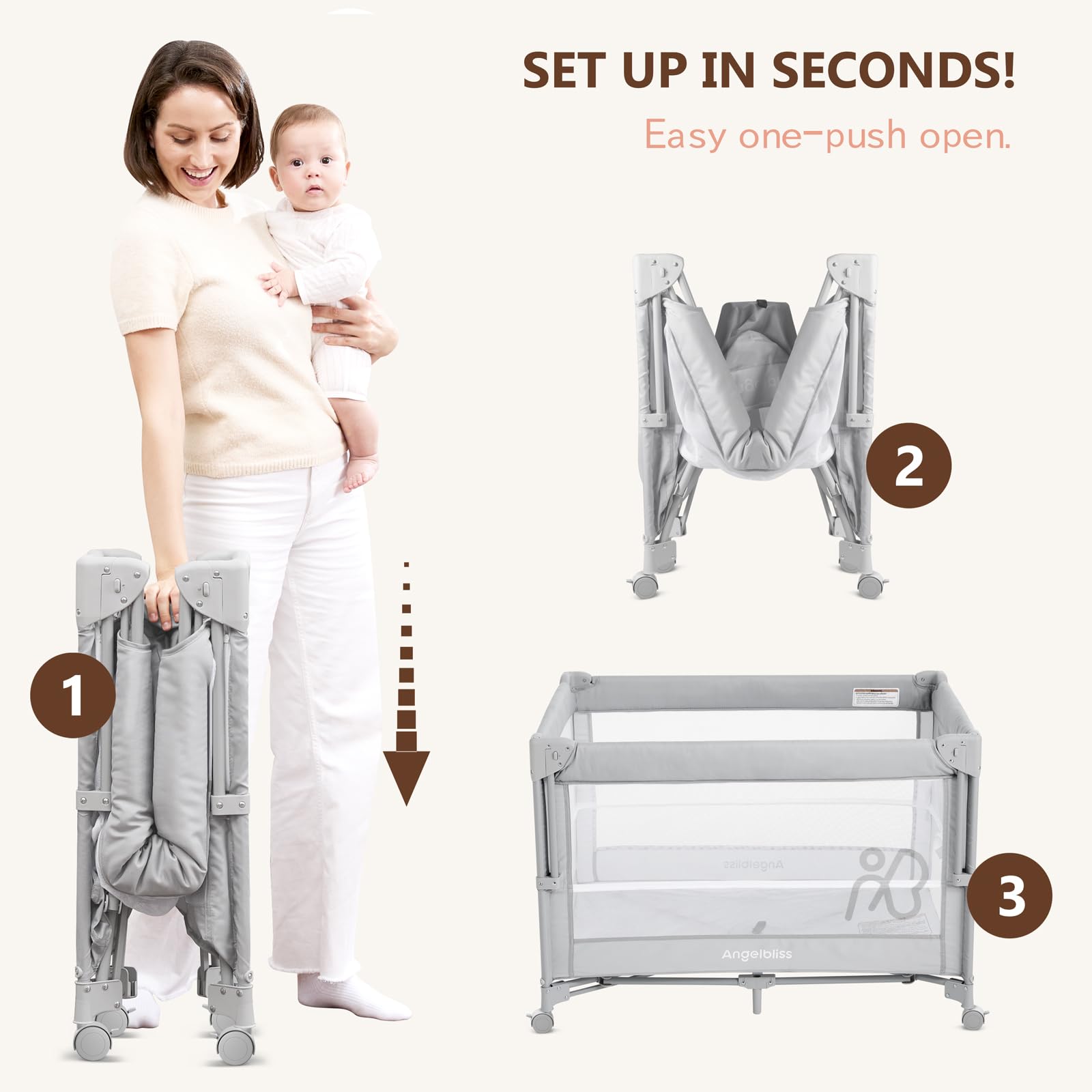 Angelbliss diaper changer with wipe-clean fabrics for quick changes