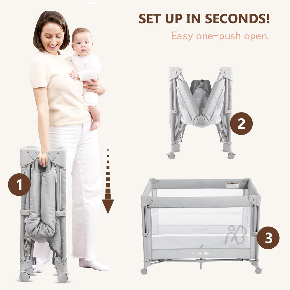 Angelbliss diaper changer with wipe-clean fabrics for quick changes