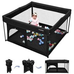 ANGELBLISS foldable playpen assembly shows quick setup for busy parents.