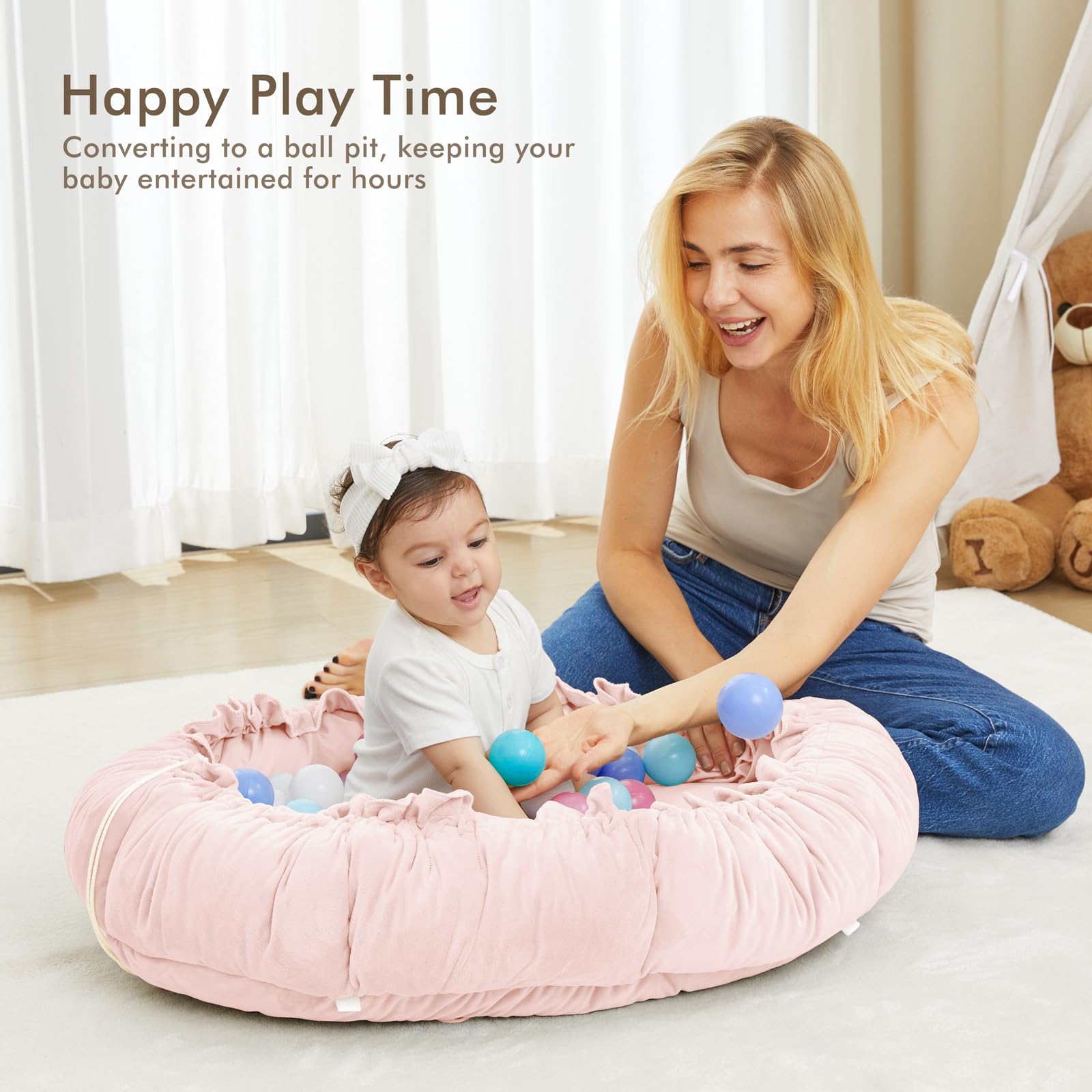 angelbliss large play area 47in by 35in provides ample space for supervised tummy time and play