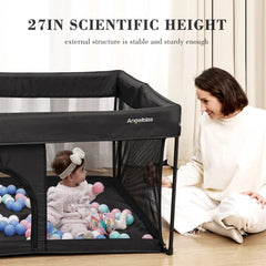 ANGELBLISS playpen safety zipper emphasizes secure containment during playtime.