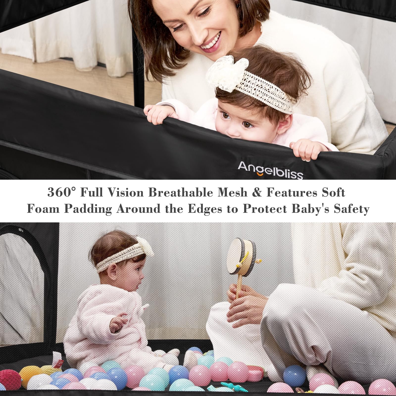 ANGELBLISS reinforced steel frame delivers sturdy support for active toddlers.