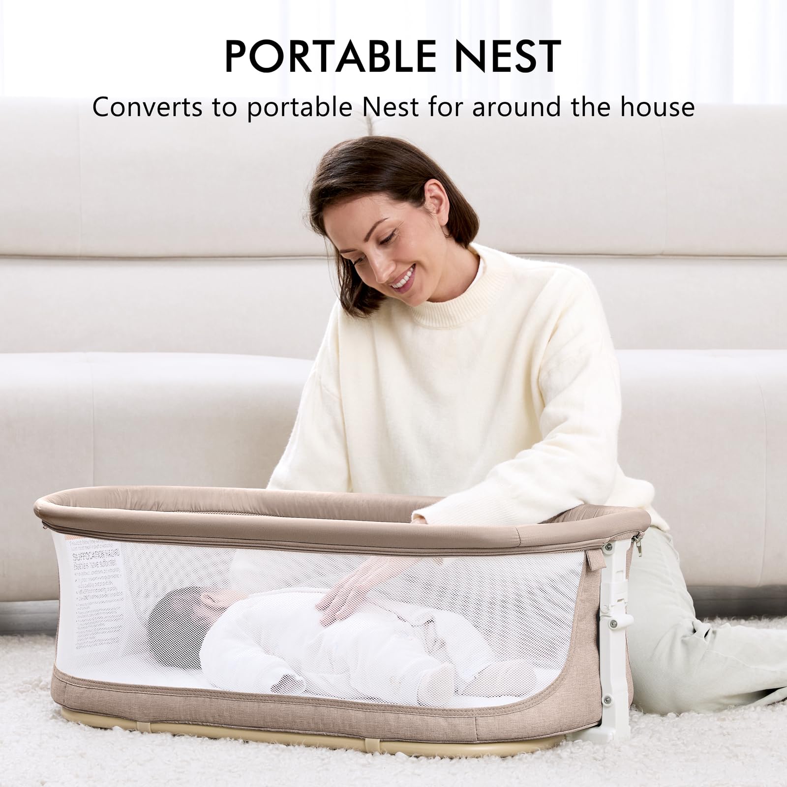 AngelBLISS sturdy frame safety design showcases secure and stable bedside sleeping.