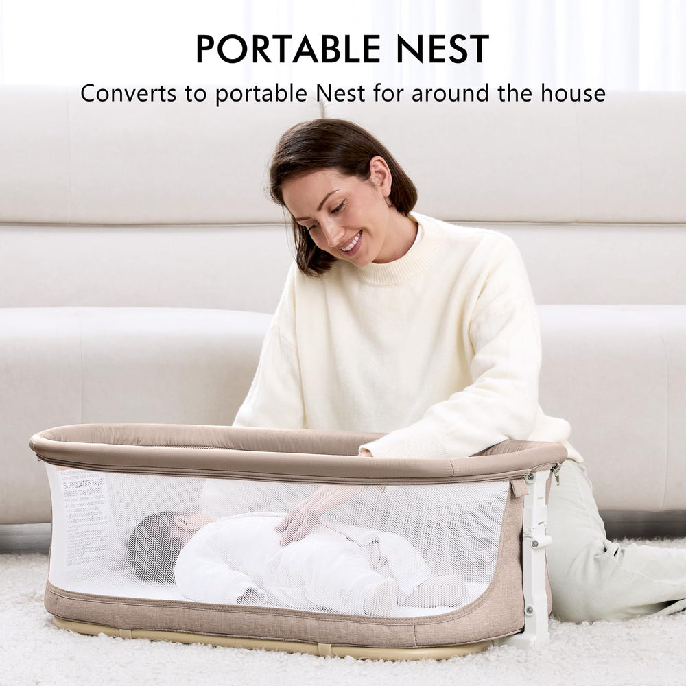 AngelBLISS sturdy frame safety design showcases secure and stable bedside sleeping.
