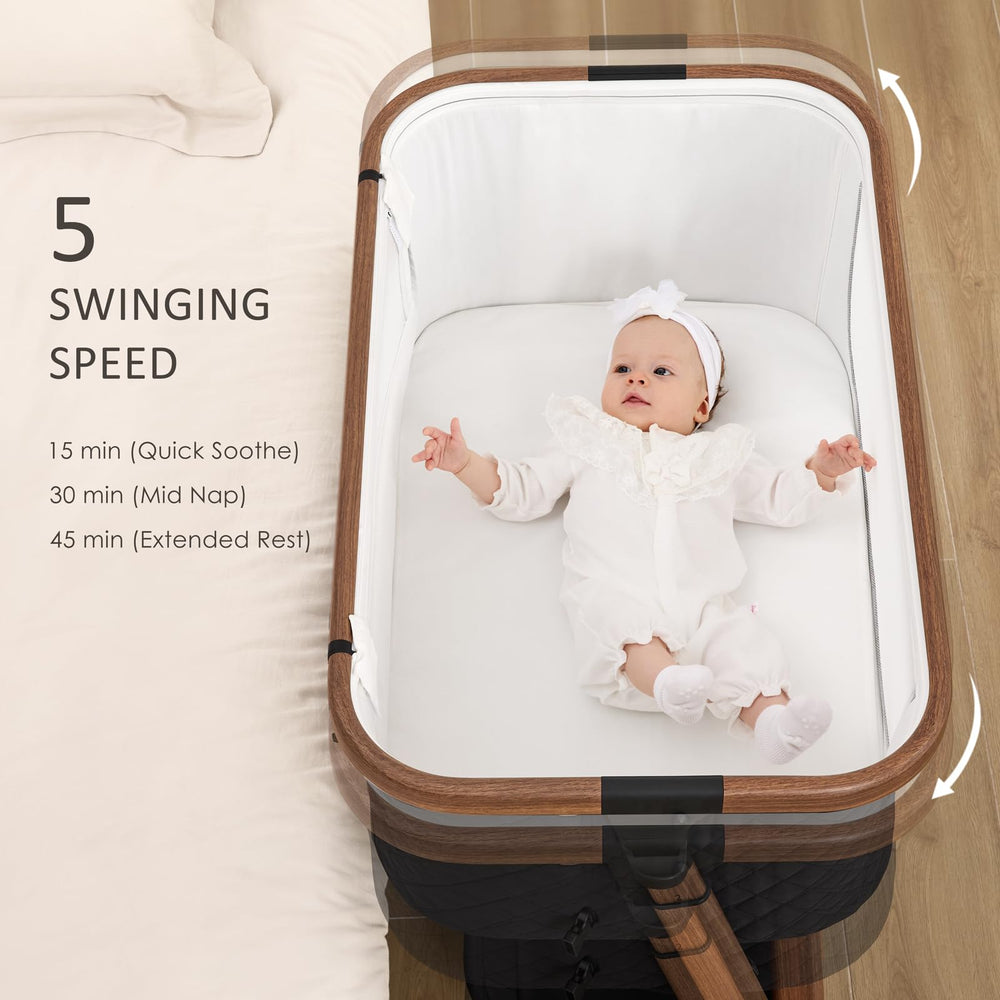 Angelbliss sturdy-wood-tone-legs offer stable support in a modern nursery.