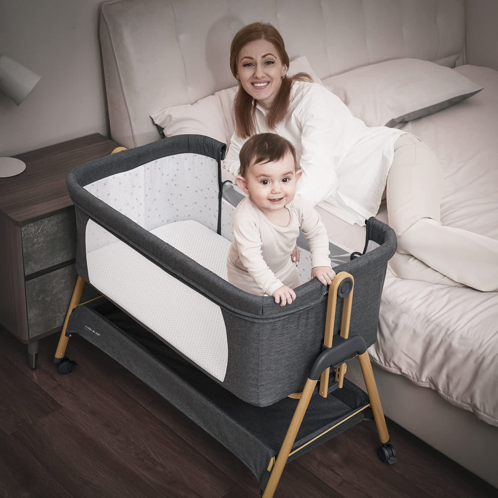 ANGELBLISS ventilated mesh sides promote airflow and visibility for baby.