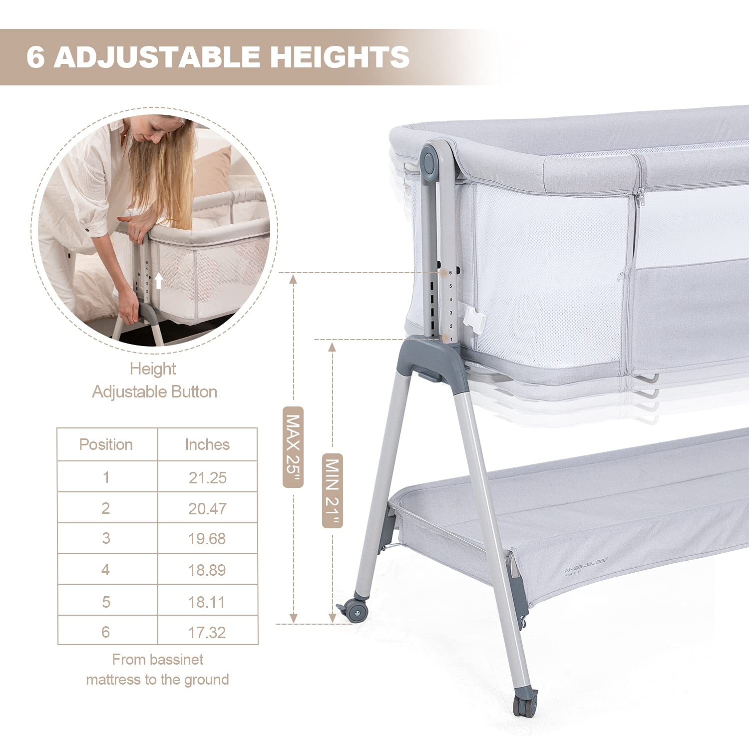 ANGELBLISS bassinet breathable mesh – four-sided airflow for baby comfort