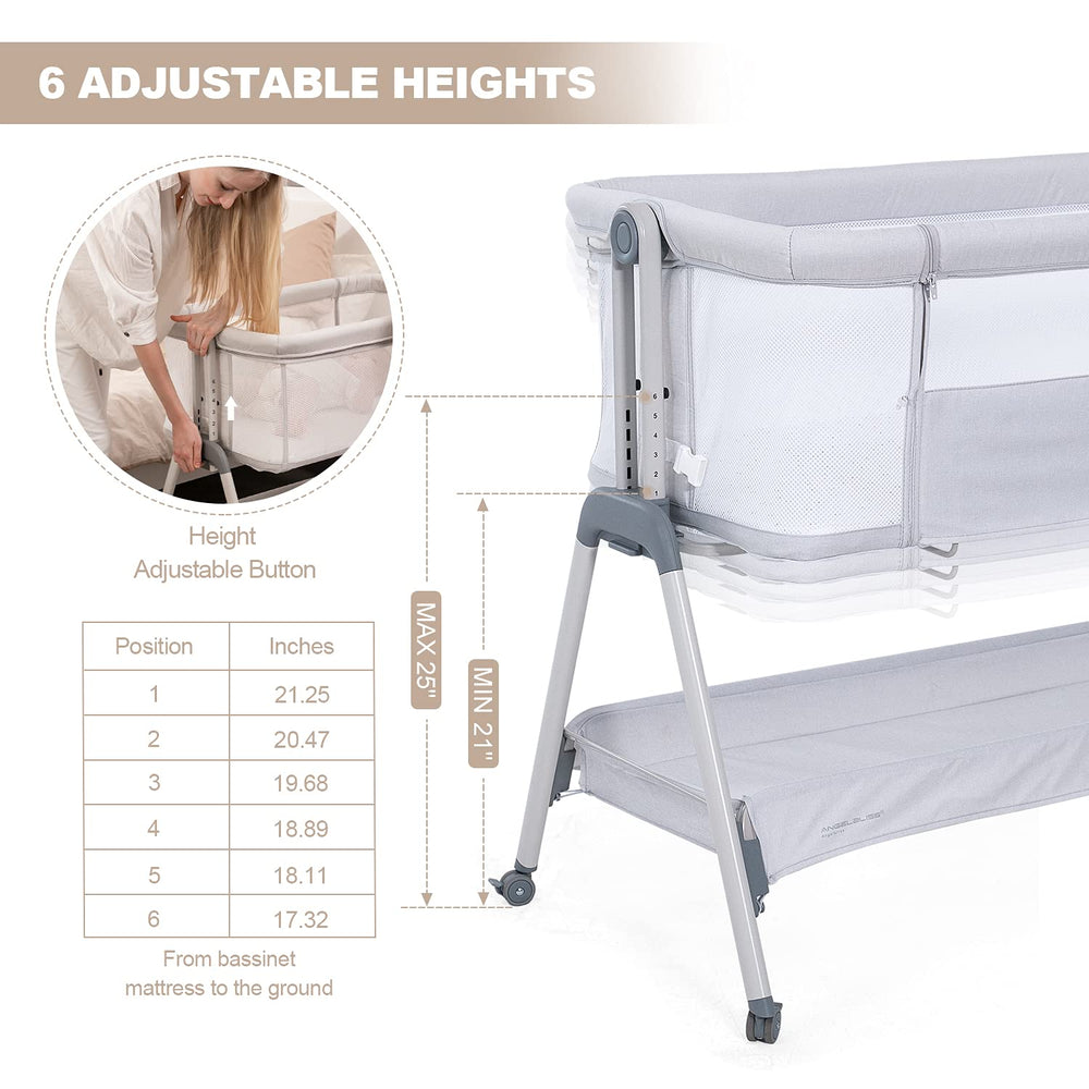 ANGELBLISS bassinet breathable mesh – four-sided airflow for baby comfort