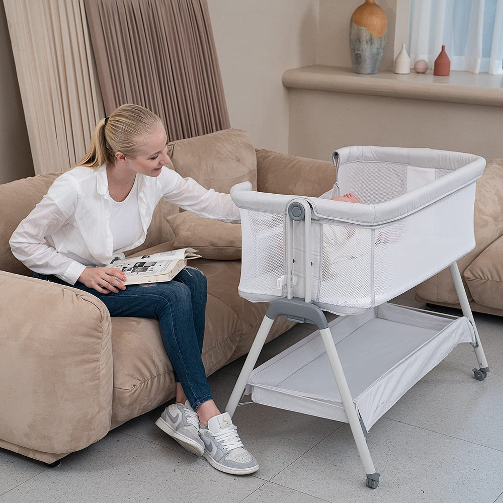 ANGELBLISS bassinet height adjustable – six positions beside your bed