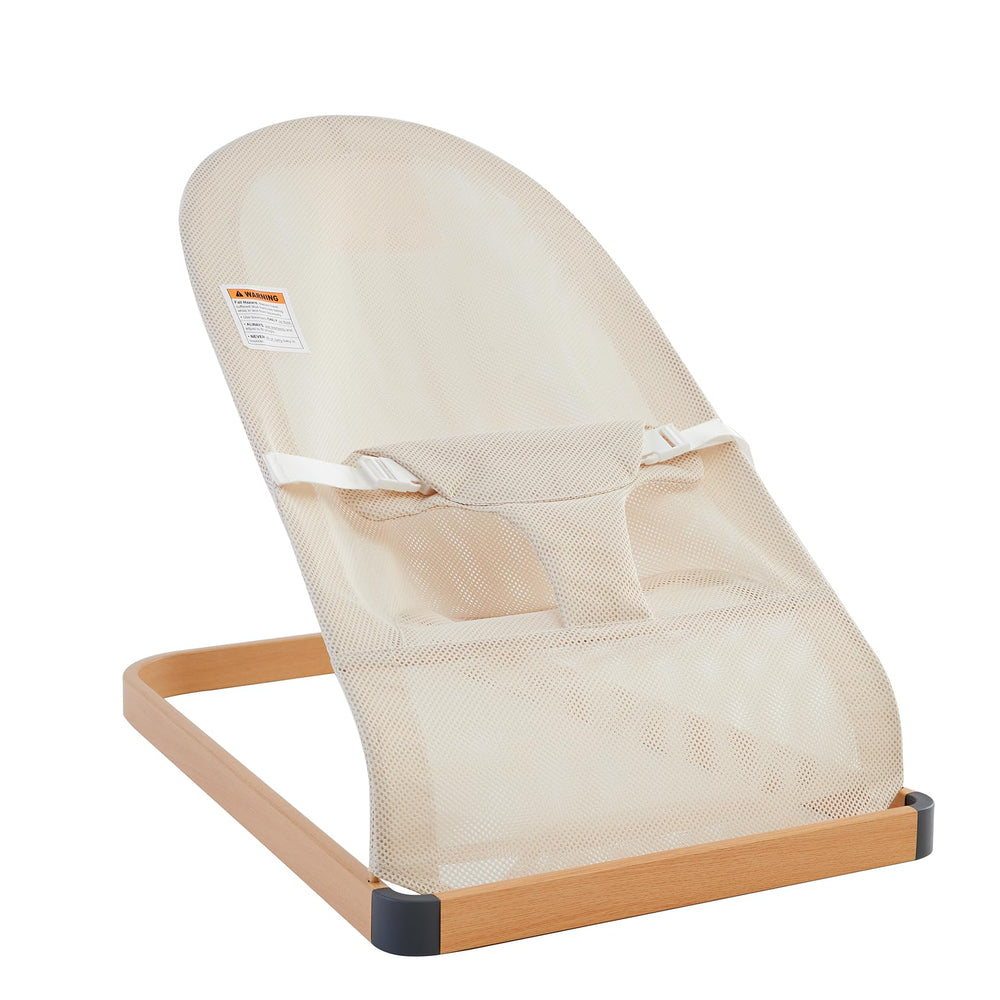 ANGELOGJGT baby bouncer beige frame shows sturdy, lasting support