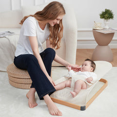 ANGELOGJGT baby bouncer beige mesh for breathable comfort during playtime