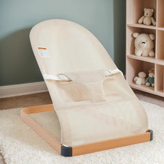 ANGELOGJGT baby bouncer beige seat eases fussy babies with gentle rocking