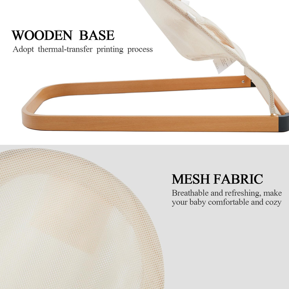 ANGELOGJGT baby bouncer beige washable cover simplifies cleanup after messes