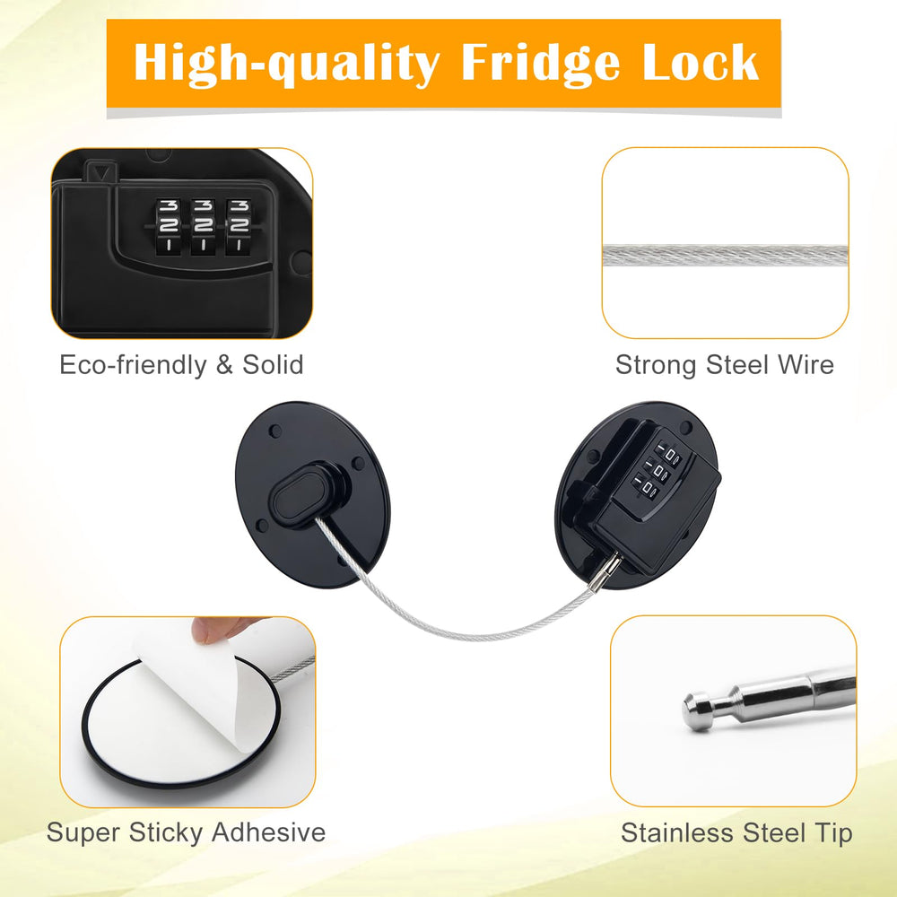 Anglecai digital fridge lock close-up shows initial password 000 for easy setup