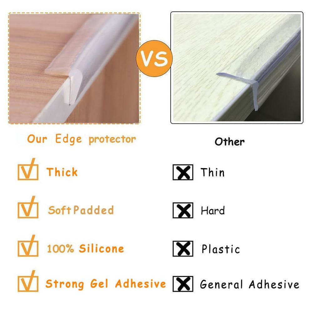 Angloria Edge Protector installed on a glass corner guards the edge.
