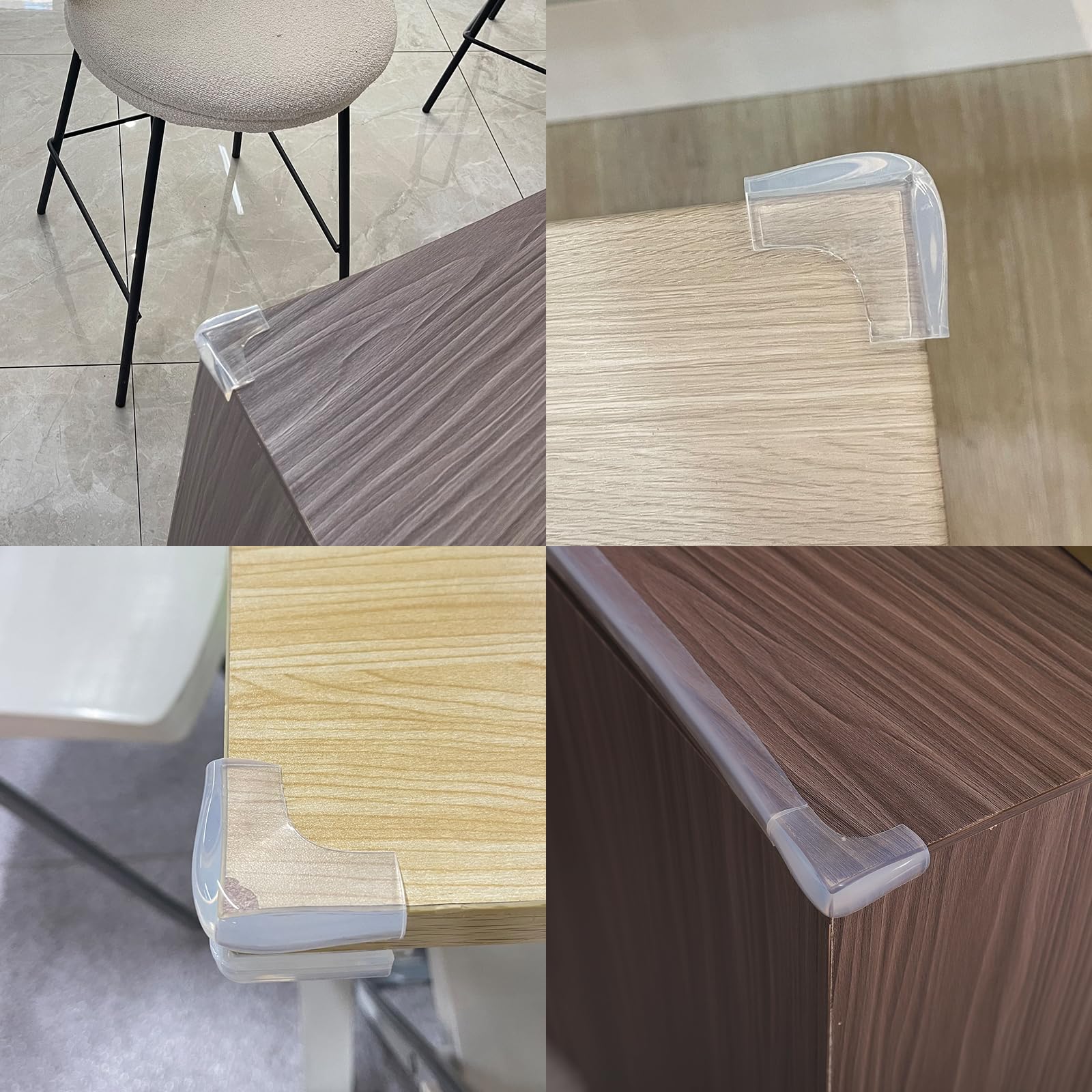 Angloria L-shaped corner guard on a table edge showing thick cushion padding