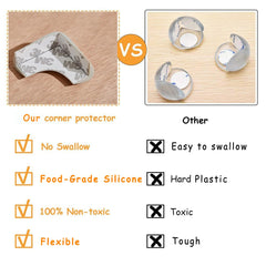Angloria multi-surface-use gray corner protectors on wood, glass, and metal for versatile protection