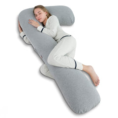 AngQi gray full-body-pillow offers versatile support for sleeping and lounging.