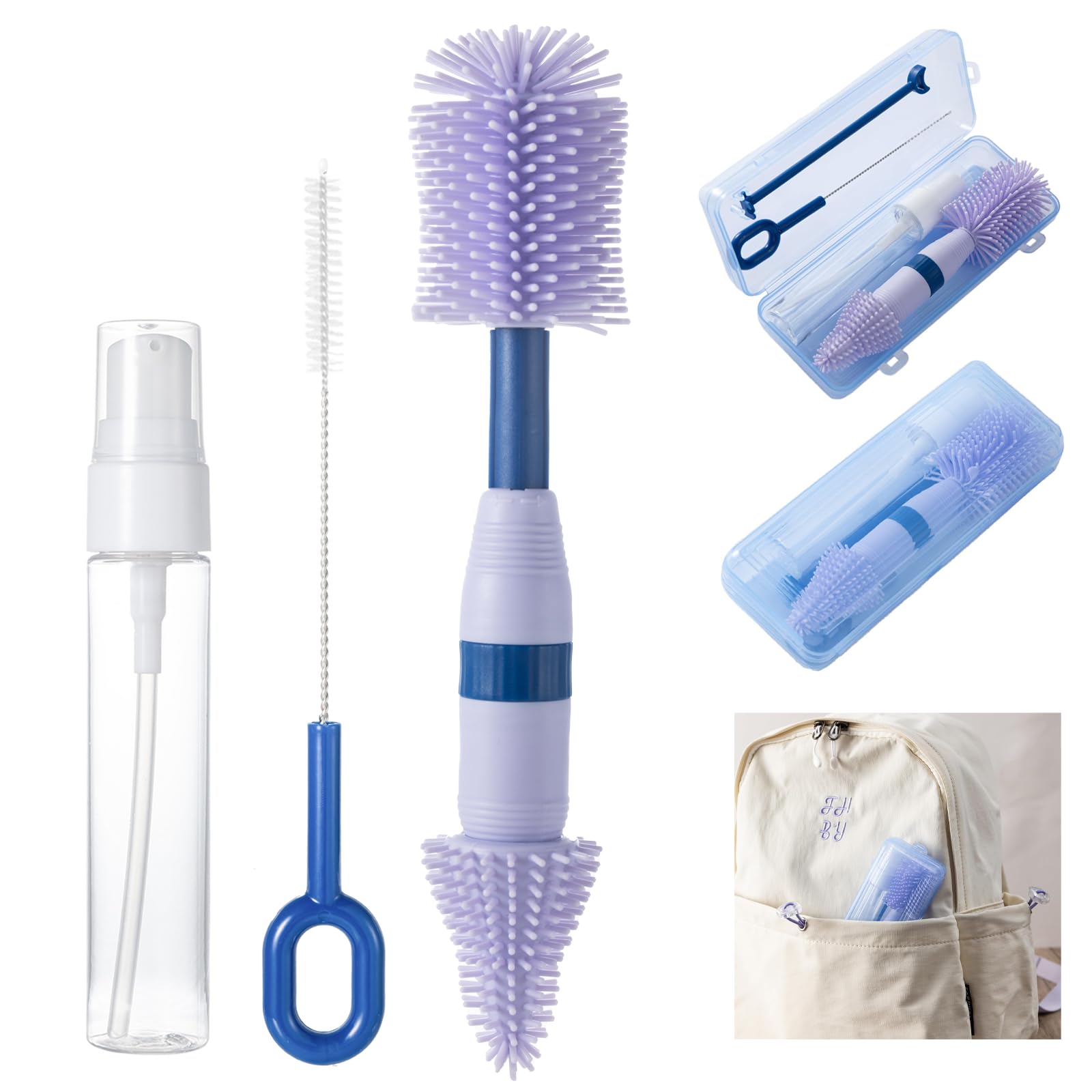 Anivona travel bottle brush 6-in-1 kit for on-the-go bottle cleaning.